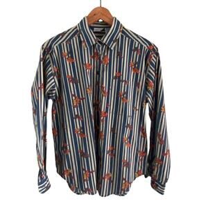 Cabin Creek Fall Autumn Leaves Striped Button Up Sz‎ M